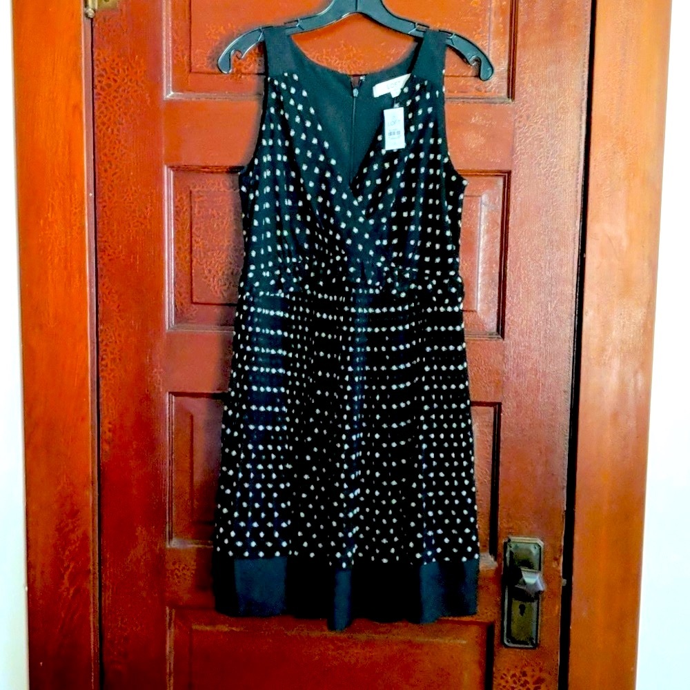 Ann Taylor Loft Polka Dot Black Party Dress
